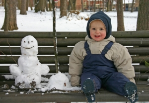 Little Girl with Snowman